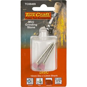 TORK CRAFT Mini Grinding Stone 15.9mm Disc 3.2mm Shank 2 Piece