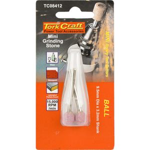 TORK CRAFT Mini Grinding Stone 9.5mm Ball 3.2mm Shank 2 Piece