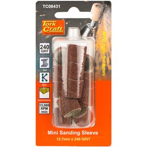 TORK CRAFT Mini Sanding Sleeve 12.7mm 240 Grit 12 Piece