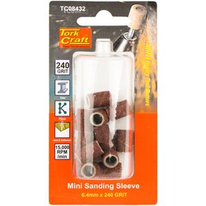 TORK CRAFT Mini Sanding Sleeve 6.4mm 240 Grit 12 Piece