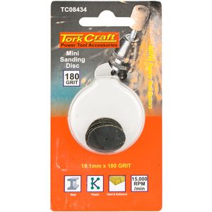 TORK CRAFT Mini Sanding Disc 19.1mm 180 Grit 10 Piece