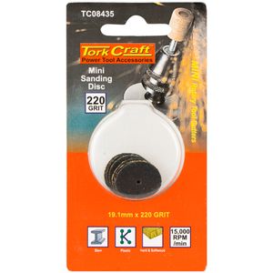 TORK CRAFT Mini Sanding Disc 19.1mm 220 Grit 14 Piece