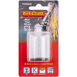 TORK CRAFT Mini Flap Wheel 29.5 x 5mm 80 Grit 3.2mm Shank