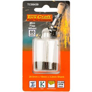 TORK CRAFT Mini Flap Wheel 29.5 x 10mm 80 Grit 3.2mm Shank