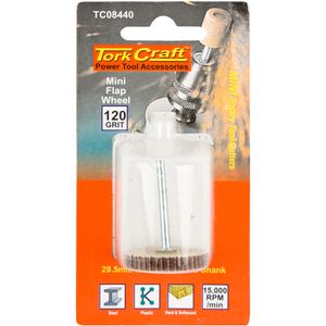 TORK CRAFT Mini Flap Wheel 29.5 x 5mm 120 Grit 3.2mm Shank