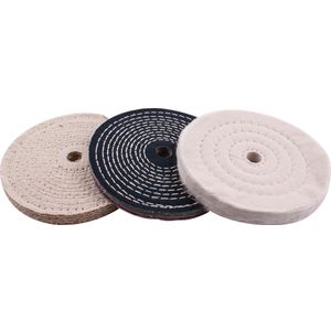 Buffing Wheel Kit 3pcs 150mm White & Denim Stiched & Sisal Polishing