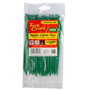Nylon Cable Ties 3.5mm X 150mm Green 100pc