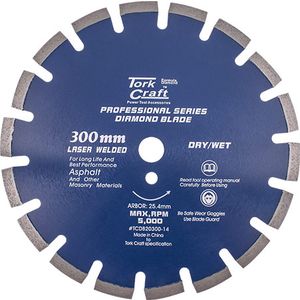 Diamond Blade 300 X 25.4mm Asphalt Laser Welded Segmented Tar