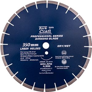 Diamond Blade 350x25.4mm Green / New Concrete Laser Welded Segmented