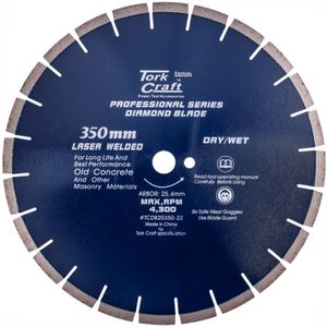 Diamond Blade 350x25.4mm Old Concrete Laser Welded Segmented