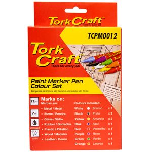 Paint Marker Pen 12pk Red/yel/white/black/blue/green/purple/orange