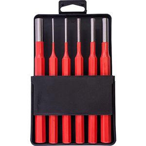 TORK CRAFT Pin Punch Set 6pc - 2.5, 3.5, 4. 5, 6, 8, 10mm Red
